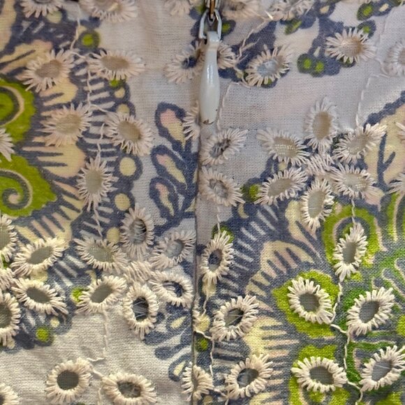 7 for All Mankind Eyelet Floral Puffy Sleeve Mini-Dress - Size L - Picture 5 of 7